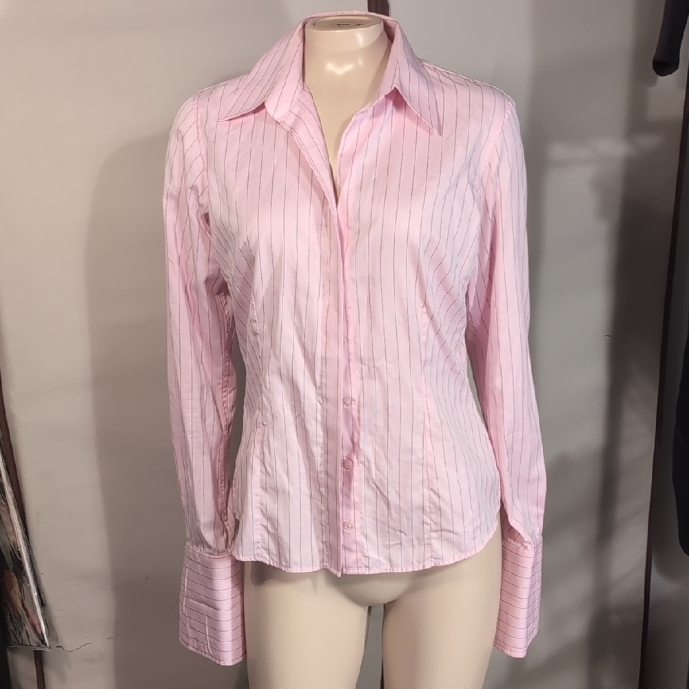Thomas Pink Women's Light Pink Striped Button-Down Shirt